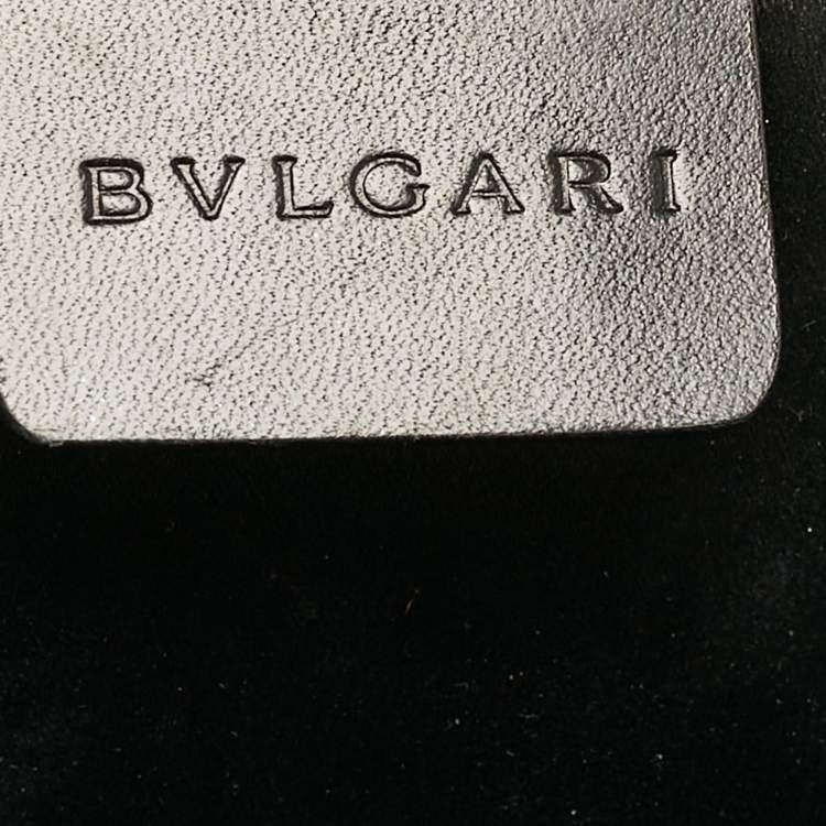 Pre Owned Bvlgari Blue/Black Logo Denim and Leather Cylinder Bag