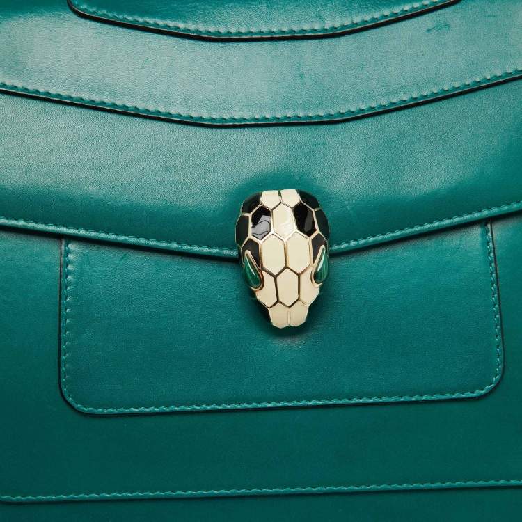 Pre Owned Bvlgari Green Leather Medium Serpenti Forever Shoulder Bag