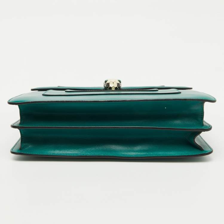 Pre Owned Bvlgari Green Leather Medium Serpenti Forever Shoulder Bag