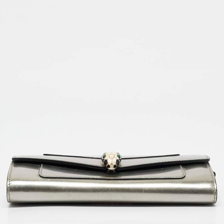 Pre Owned Bvlgari Silver Patent Leather Serpenti Forever Continental Wallet