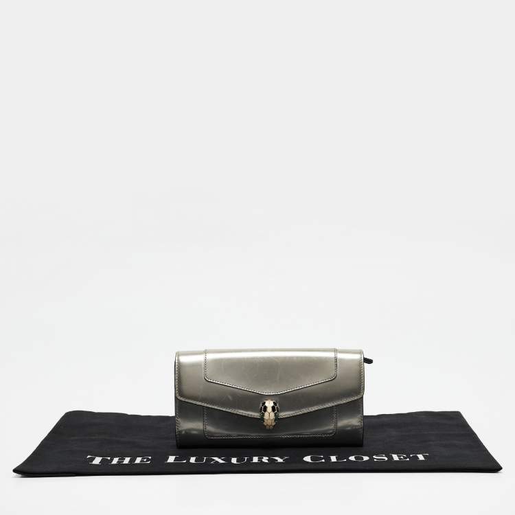 Pre Owned Bvlgari Silver Patent Leather Serpenti Forever Continental Wallet