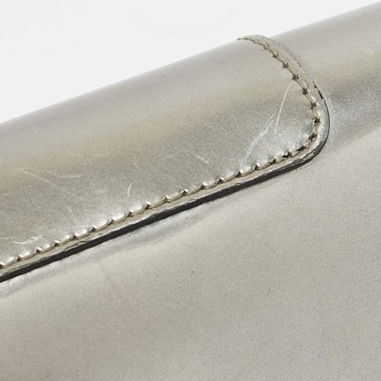 Pre Owned Bvlgari Silver Patent Leather Serpenti Forever Continental Wallet