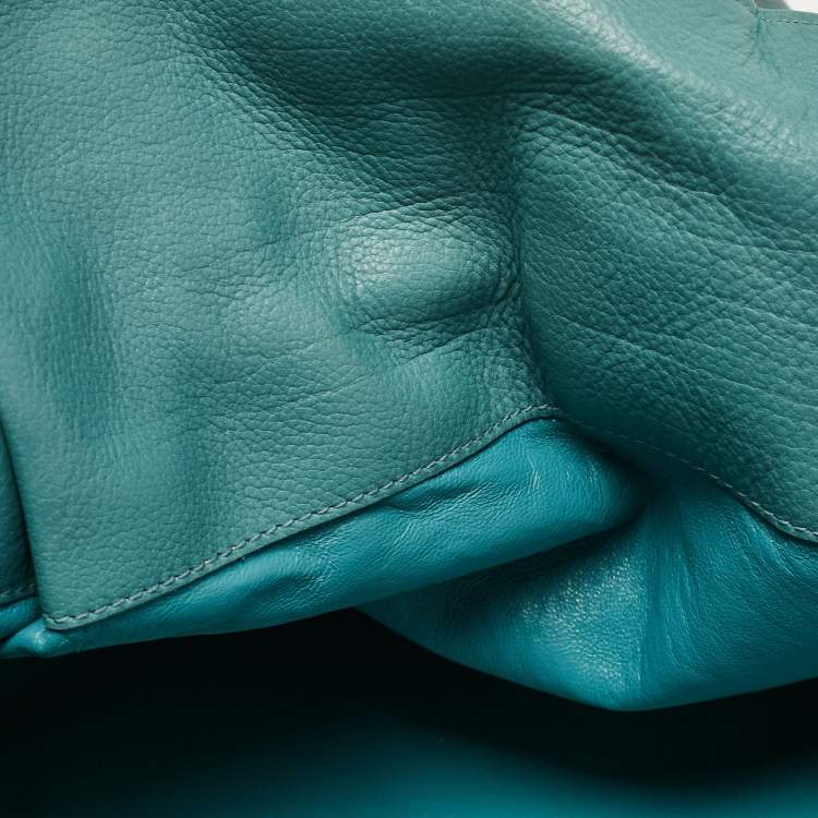 Pre Owned Bvlgari Light Blue Leather Twist Tote