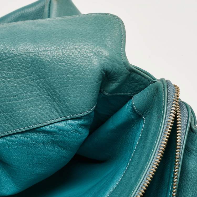 Pre Owned Bvlgari Light Blue Leather Twist Tote