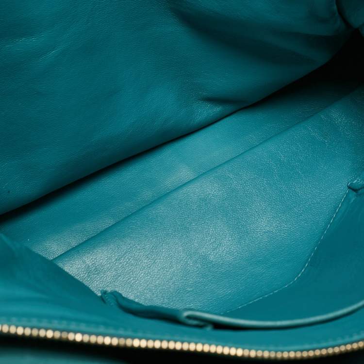 Pre Owned Bvlgari Light Blue Leather Twist Tote