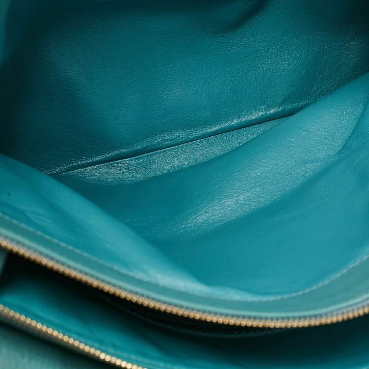 Pre Owned Bvlgari Light Blue Leather Twist Tote