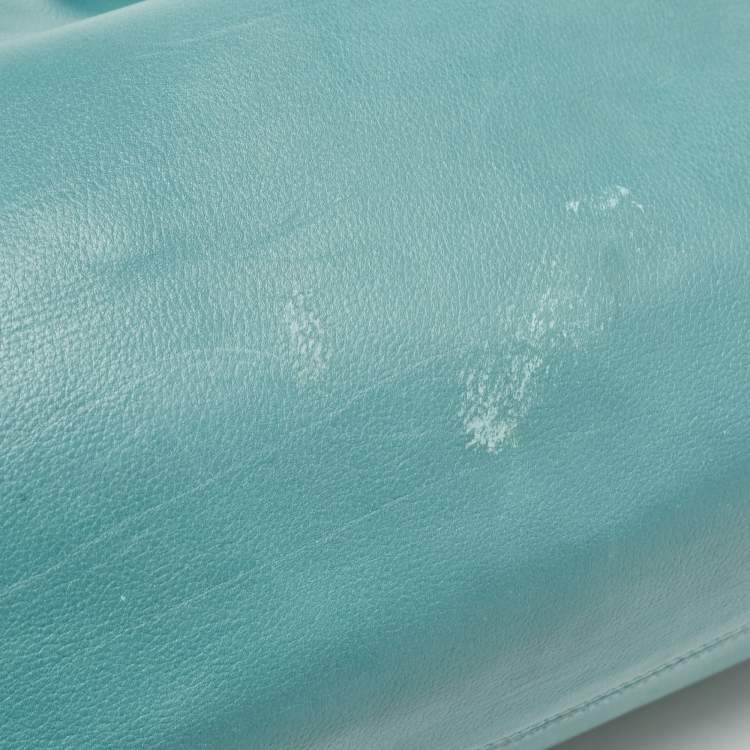 Pre Owned Bvlgari Light Blue Leather Twist Tote