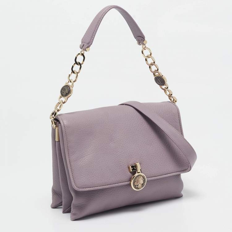 Pre Owned Bvlgari Lavender Leather Monette Flap Top Handle Bag