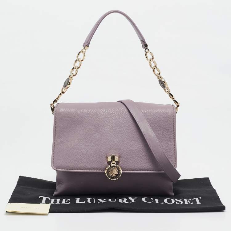 Pre Owned Bvlgari Lavender Leather Monette Flap Top Handle Bag