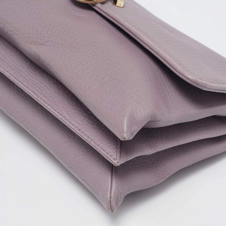 Pre Owned Bvlgari Lavender Leather Monette Flap Top Handle Bag