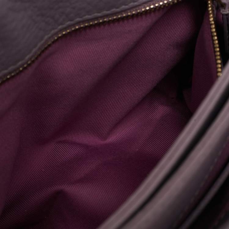 Pre Owned Bvlgari Lavender Leather Monette Flap Top Handle Bag
