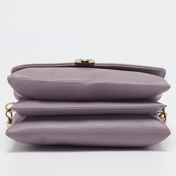 Pre Owned Bvlgari Lavender Leather Monette Flap Top Handle Bag