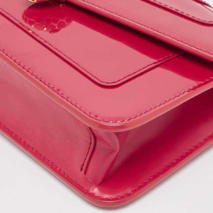 Pre Owned Bvlgari Fuchsia Patent and Leather East West Serpenti Forever Crossbody Bag