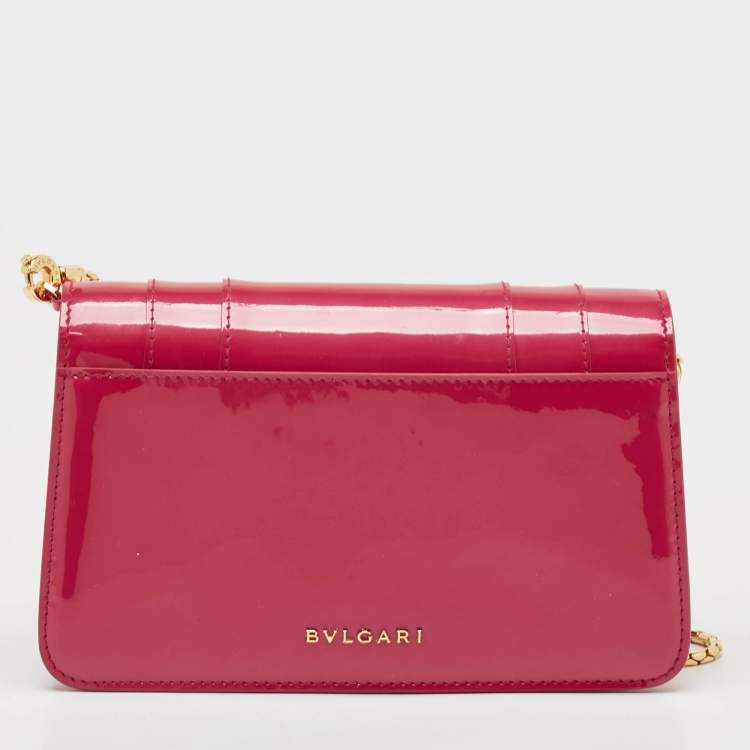 Pre Owned Bvlgari Fuchsia Patent and Leather East West Serpenti Forever Crossbody Bag