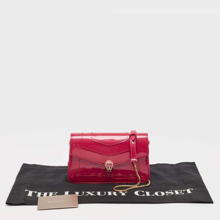 Pre Owned Bvlgari Fuchsia Patent and Leather East West Serpenti Forever Crossbody Bag