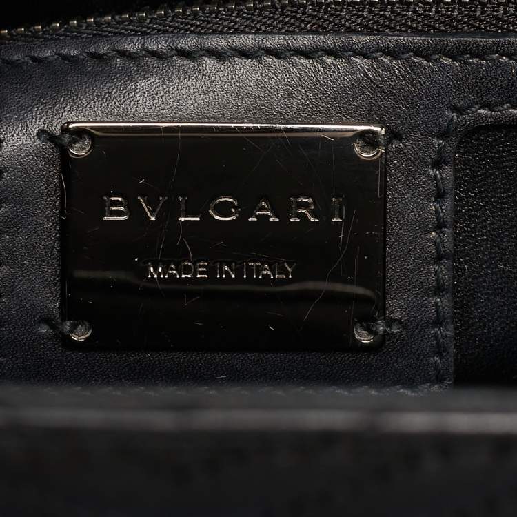 Pre Owned Bvlgari Black Leather Medium Serpenti Diamond Blast Shoulder Bag