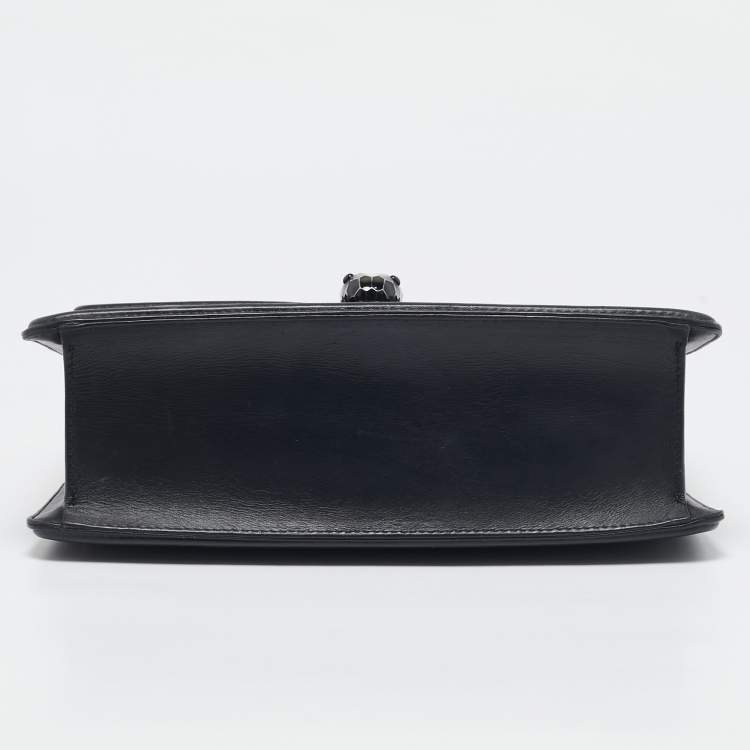 Pre Owned Bvlgari Black Leather Medium Serpenti Diamond Blast Shoulder Bag