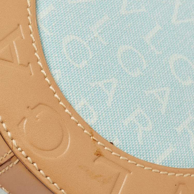 Pre Owned Bvlgari Tan/Light Blue Fabric B.Zero1 Shoulder Bag