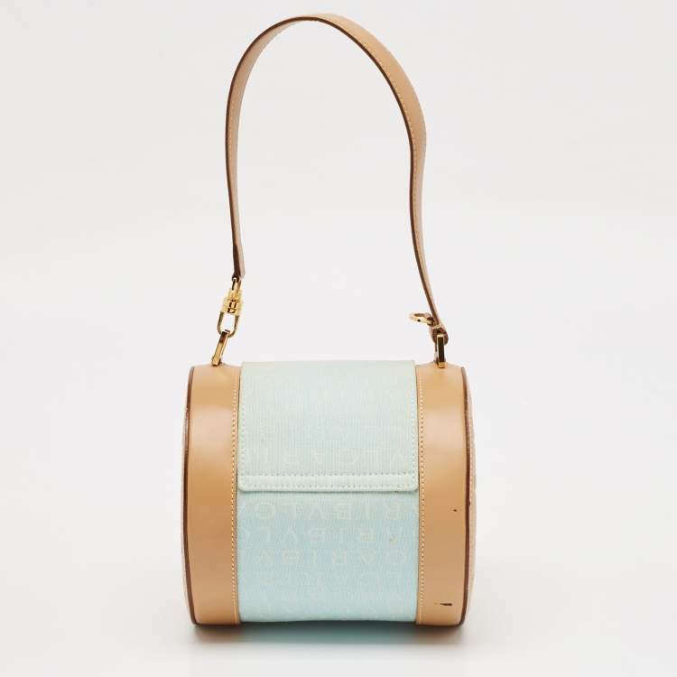 Pre Owned Bvlgari Tan/Light Blue Fabric B.Zero1 Shoulder Bag