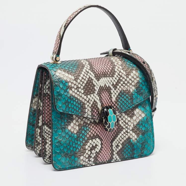 Pre Owned Bvlgari Multicolor Python Small Serpenti Forever Top Handle Bag
