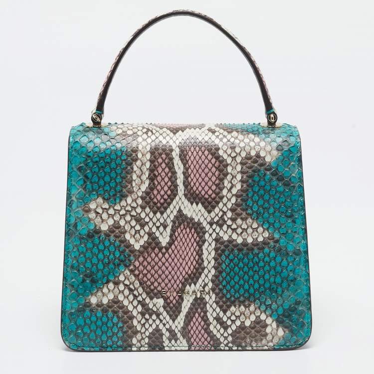 Pre Owned Bvlgari Multicolor Python Small Serpenti Forever Top Handle Bag
