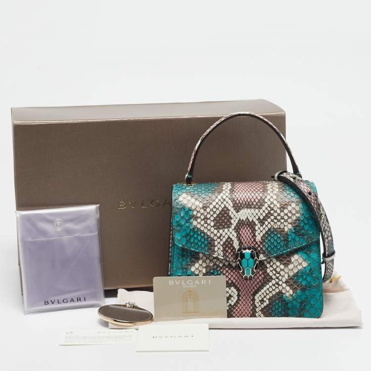 Pre Owned Bvlgari Multicolor Python Small Serpenti Forever Top Handle Bag