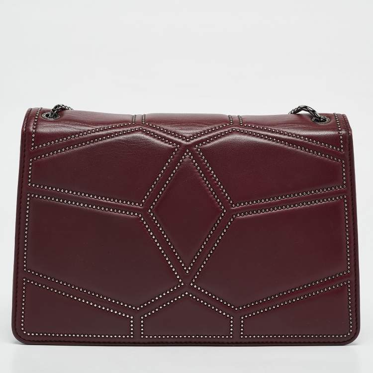 Pre Owned Bvlgari Burgundy Quilted Leather Medium Studded Serpenti Forever Shoulder Bag