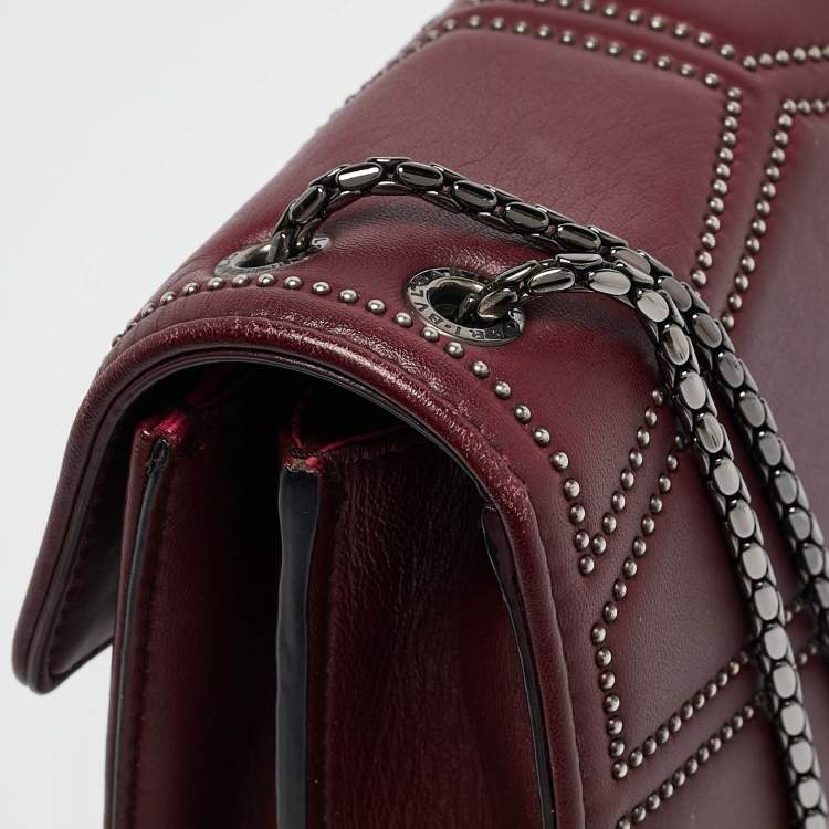 Pre Owned Bvlgari Burgundy Quilted Leather Medium Studded Serpenti Forever Shoulder Bag