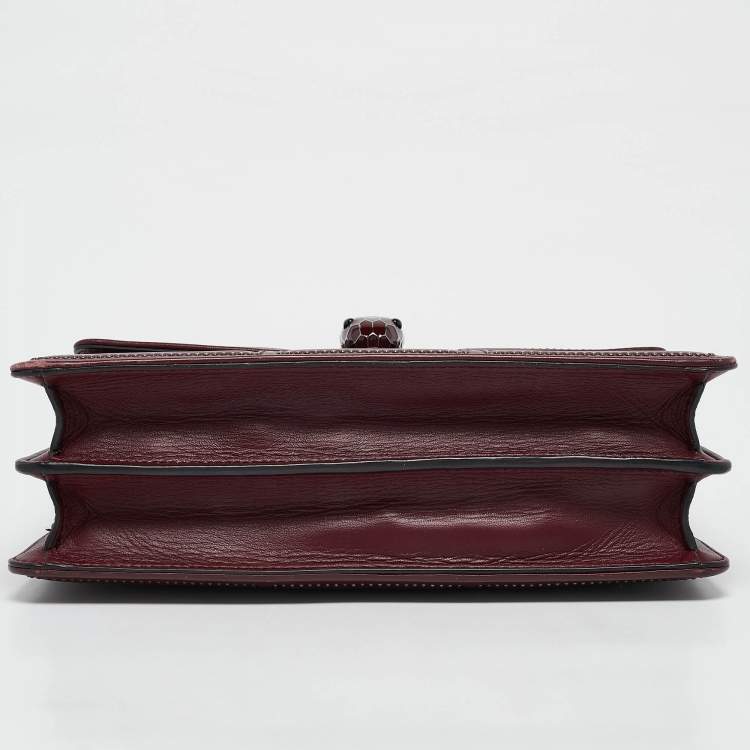 Pre Owned Bvlgari Burgundy Quilted Leather Medium Studded Serpenti Forever Shoulder Bag