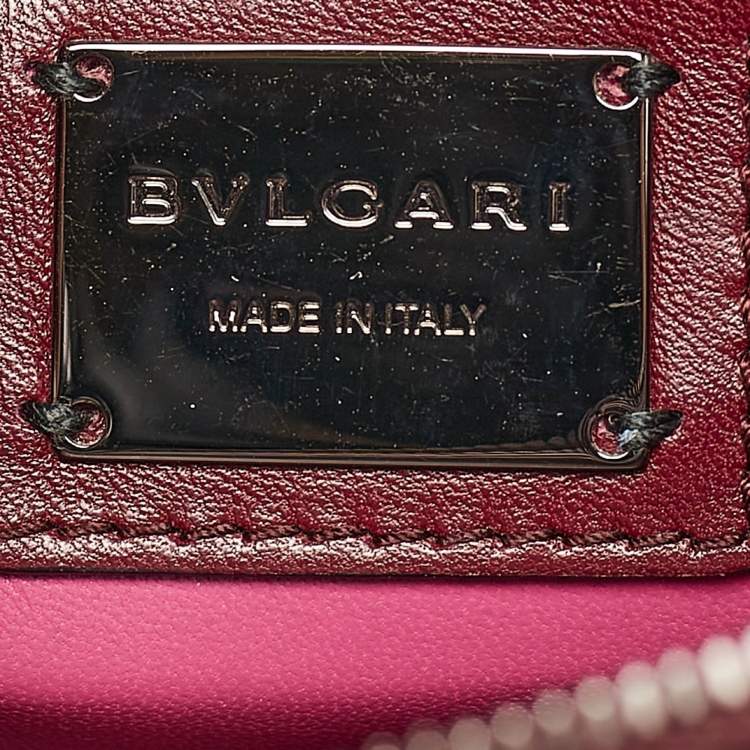 Pre Owned Bvlgari Burgundy Quilted Leather Medium Studded Serpenti Forever Shoulder Bag