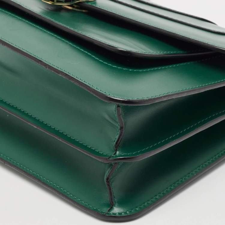 Pre Owned Bvlgari Green Leather Medium Serpenti Forever Shoulder Bag