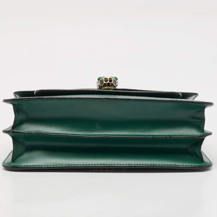 Pre Owned Bvlgari Green Leather Medium Serpenti Forever Shoulder Bag