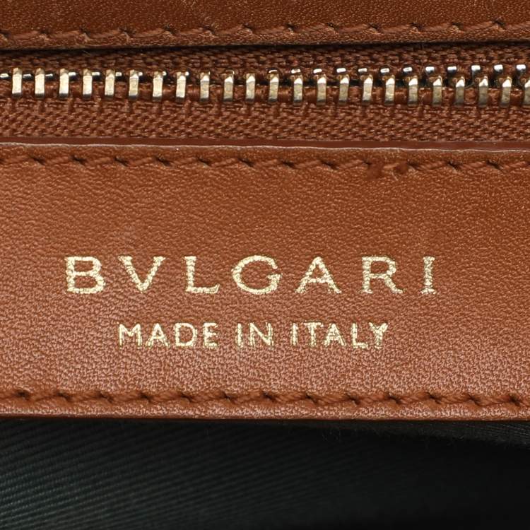 Pre Owned Bvlgari Beige/Brown Woven Leather and Python Isabella Rossellini Top Handle Bag