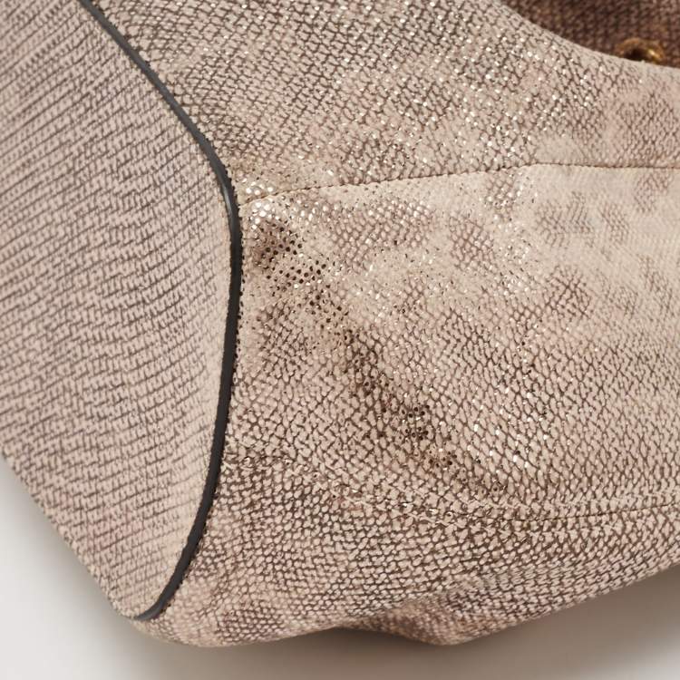 Pre Owned Bvlgari Metallic Karung Leather Serpenti Forever Bucket Bag