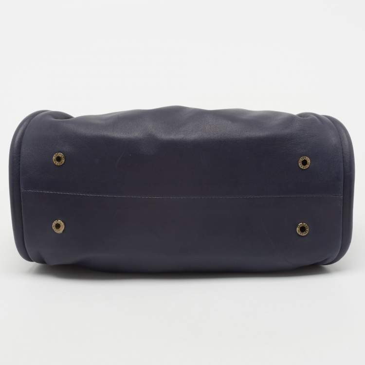 Pre Owned Bvlgari Navy Blue Leather Small Gaby Bag