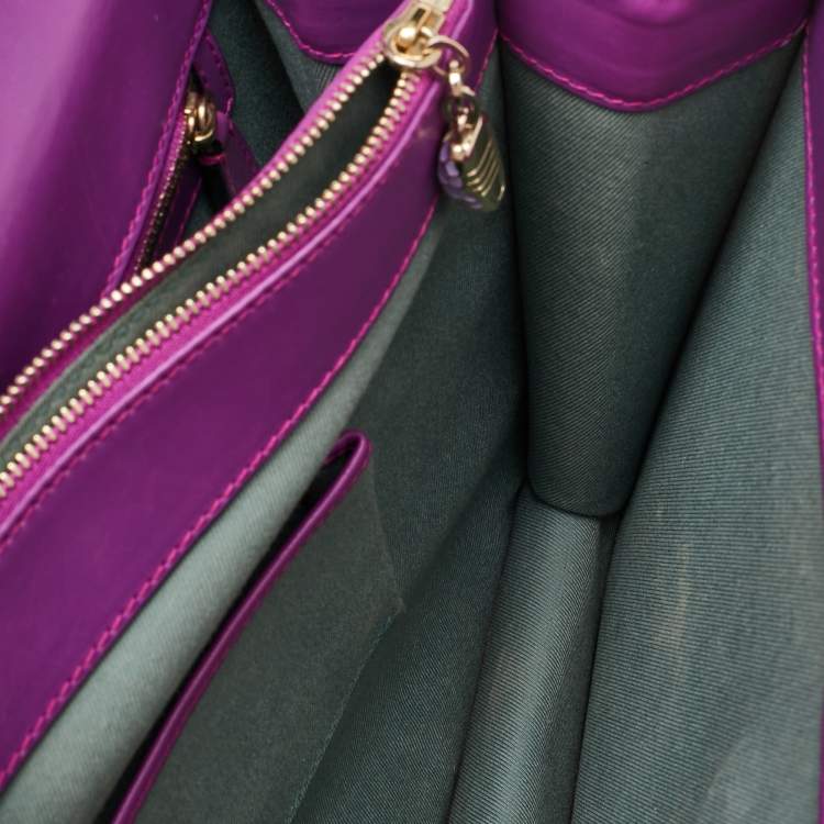Pre Owned Bvlgari Magenta Pink Leather Large Serpenti Forever Shoulder Bag