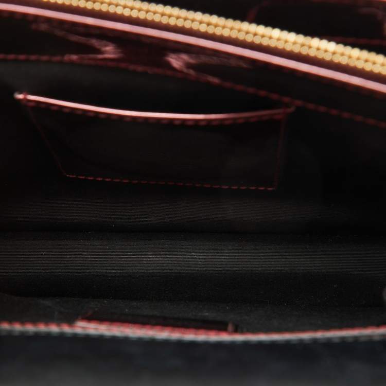 Pre Owned Bvlgari Burgundy Patent Leather Medium Serpenti Forever Flap Shoulder Bag