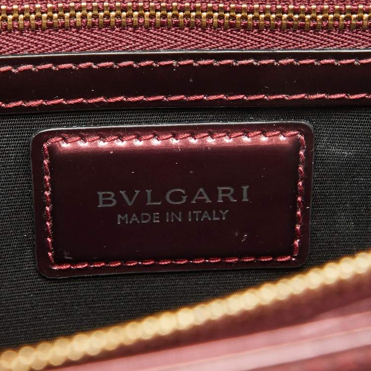 Pre Owned Bvlgari Burgundy Patent Leather Medium Serpenti Forever Flap Shoulder Bag