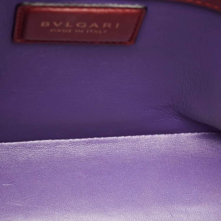 Pre Owned Bvlgari Burgundy/Black Leather Serpenti Viper Top Handle Bag