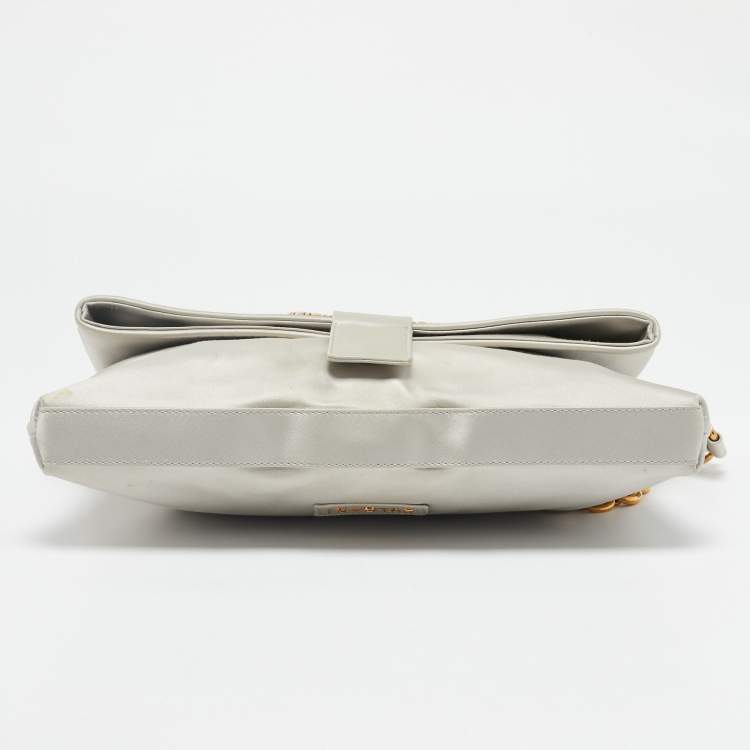 Pre Owned Bvlgari Light Grey Leather Leoni Shoulder Bag