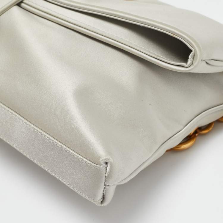 Pre Owned Bvlgari Light Grey Leather Leoni Shoulder Bag