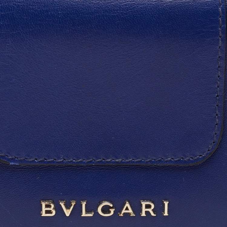 Pre Owned Bvlgari Blue Leather Serpenti Forever Bifold Card Holder