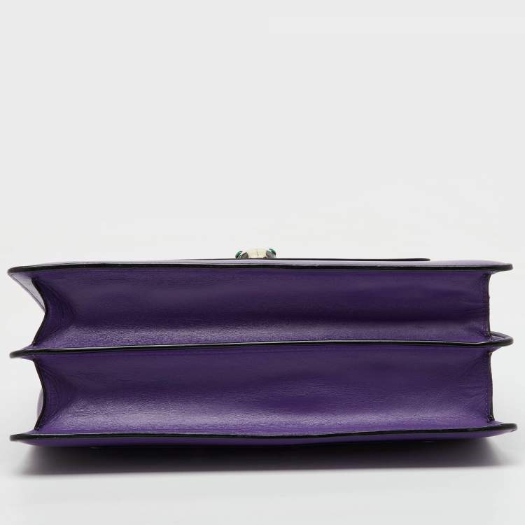 Pre Owned Bvlgari Purple Leather Medium Serpenti Forever Flap Shoulder Bag