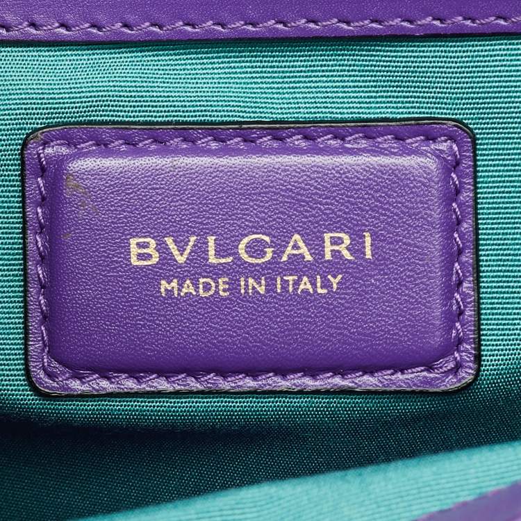 Pre Owned Bvlgari Purple Leather Medium Serpenti Forever Flap Shoulder Bag