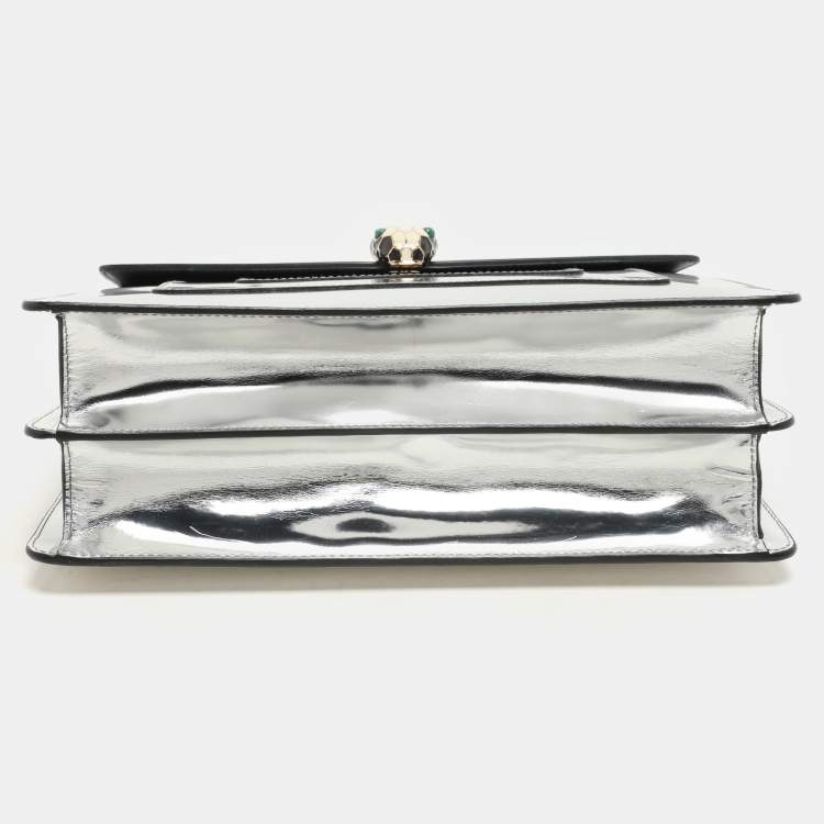 Pre Owned Bvlgari Mirror Leather Large Serpenti Forever Shoulder Bag
