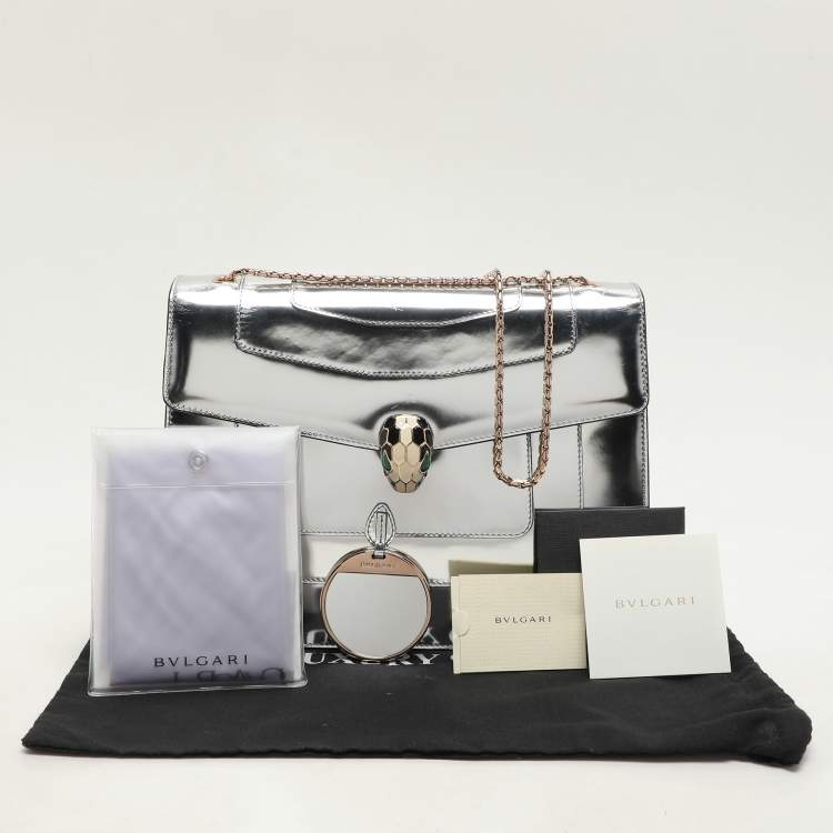 Pre Owned Bvlgari Mirror Leather Large Serpenti Forever Shoulder Bag