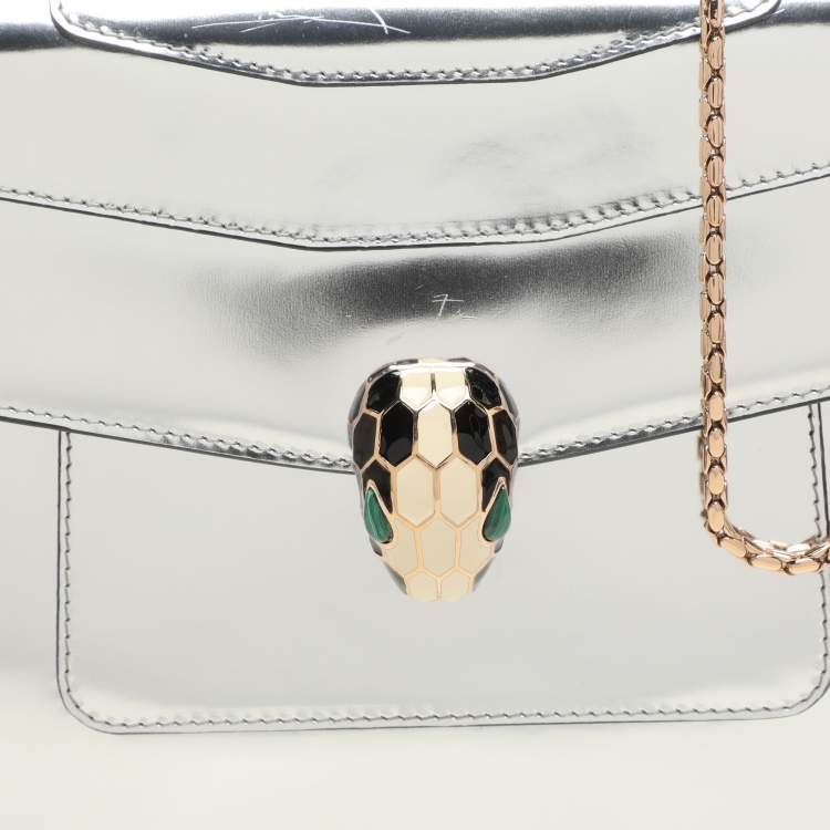 Pre Owned Bvlgari Mirror Leather Large Serpenti Forever Shoulder Bag