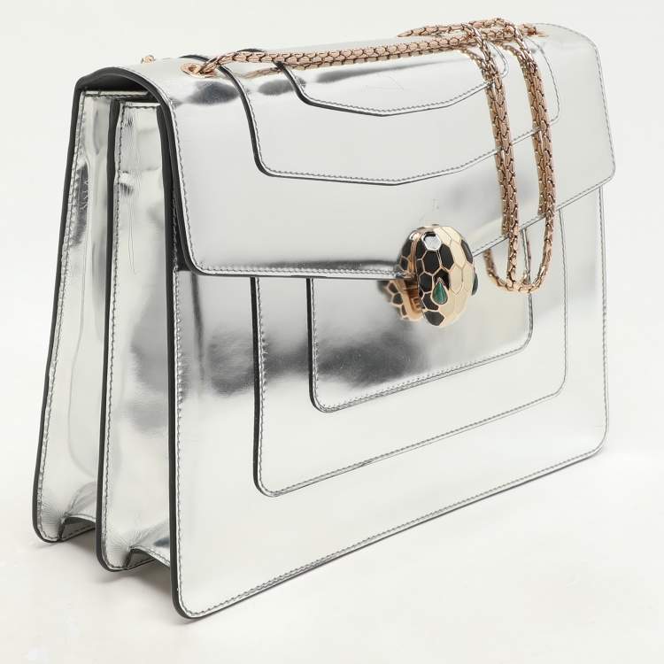 Pre Owned Bvlgari Mirror Leather Large Serpenti Forever Shoulder Bag