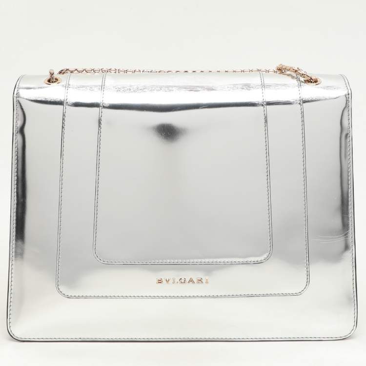 Pre Owned Bvlgari Mirror Leather Large Serpenti Forever Shoulder Bag