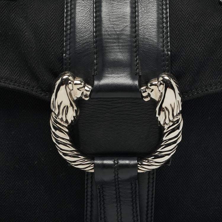 Pre Owned Bvlgari Black Canvas and Leather Leoni Shoulder Bag